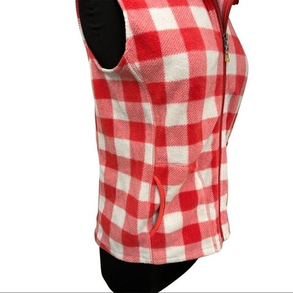 Woolrich Red White Buffalo Plaid Fleece Zip Front Vest Size M - Picture 4 of 13